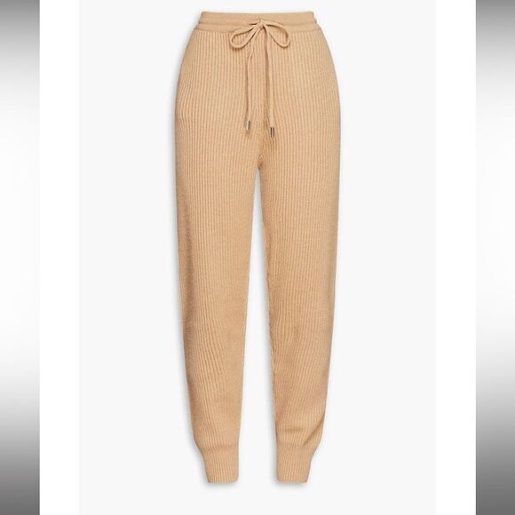 NEW Jonathan Simkhai nina wool cashmere blend ribbed joggers in butterscotch - Picture 1 of 16